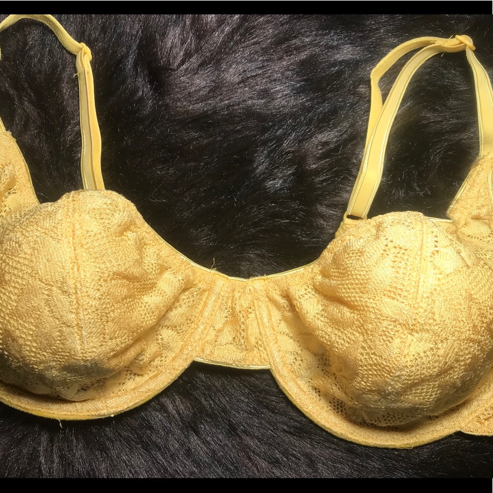 Bright Yellow 38D Lace with Underwire Bra